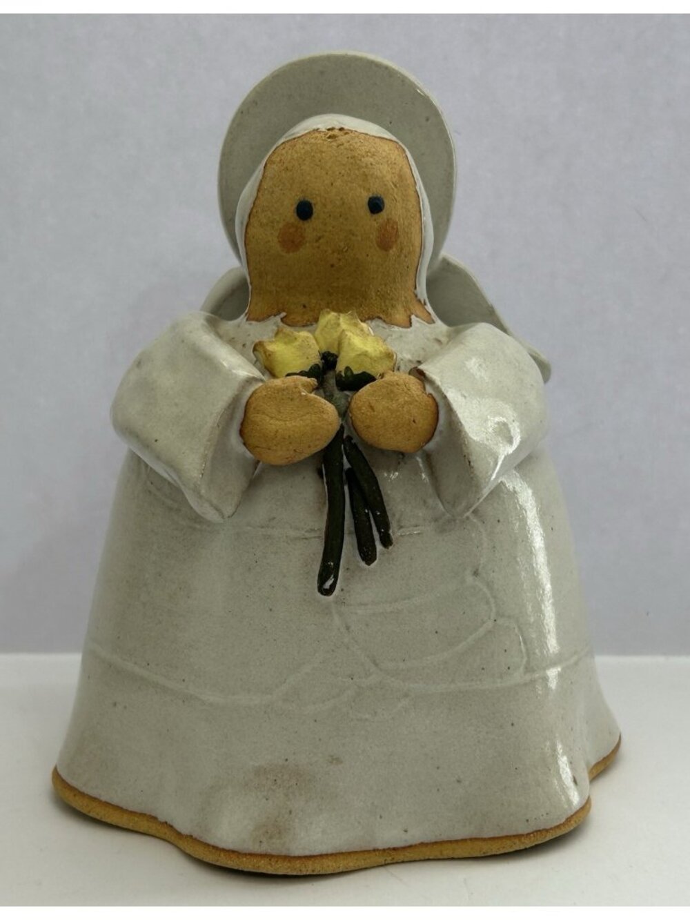 Pottery Angel Figurine Yellow Flowers Handmade Decorative Farmhouse Cottagecore - Picture 8 of 10